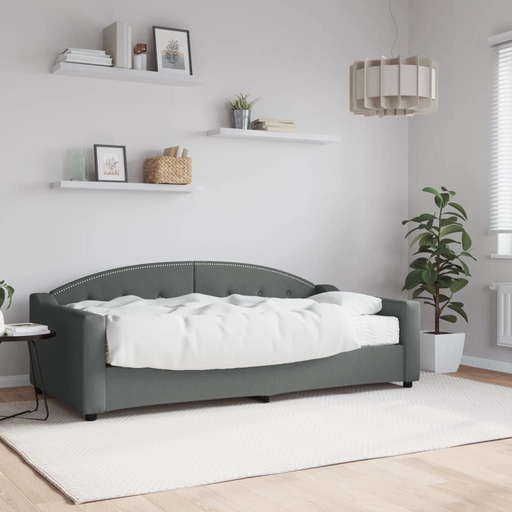 Divano Letto con Materasso Grigio Scuro 90x190 cm in Tessuto