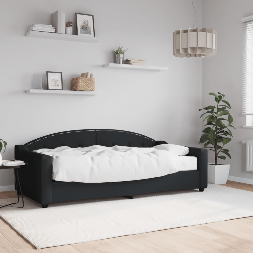 Divano Letto con Materasso-Sofa Letto-Daybed Nero 90x190 cm in Tessuto 162075