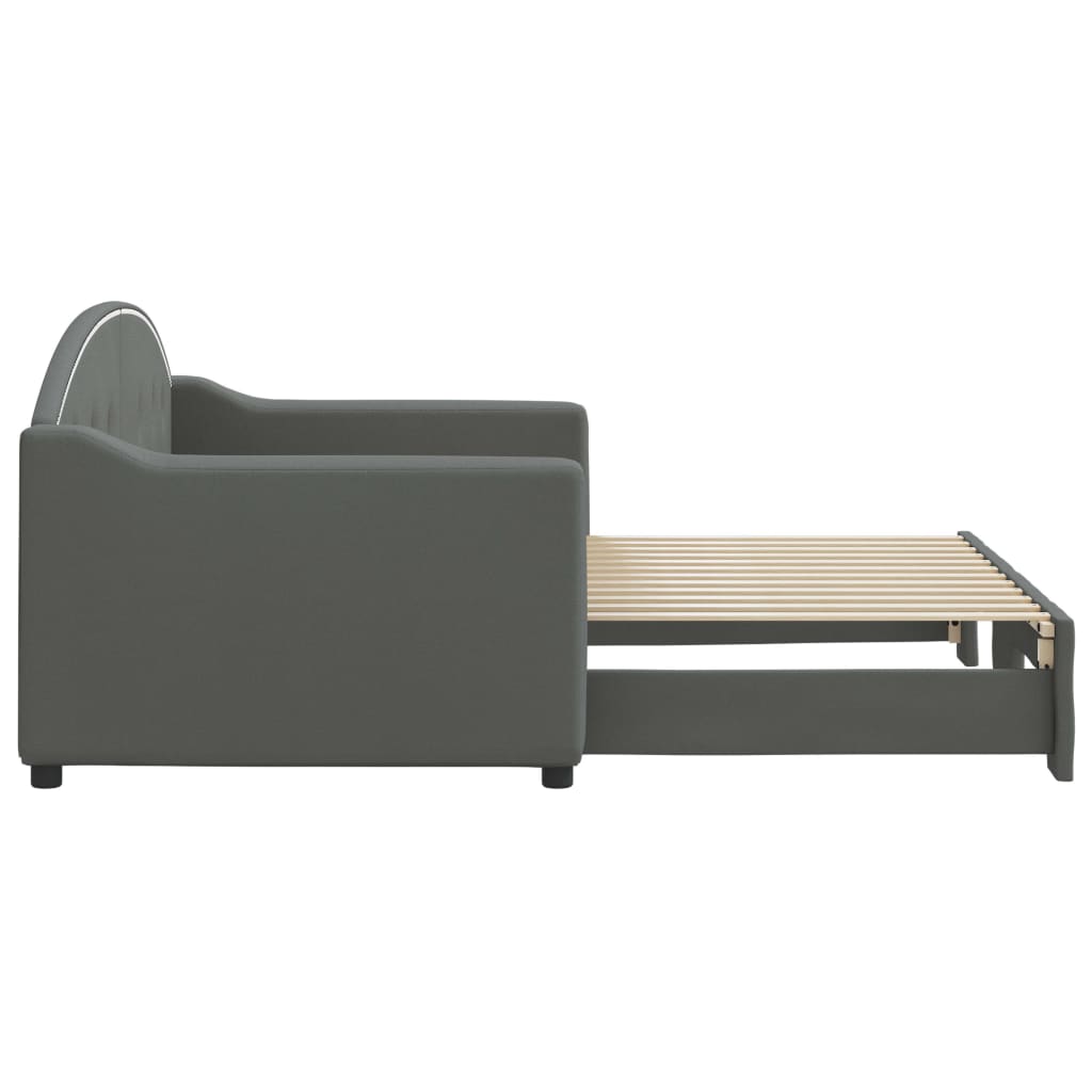 Divano Letto con Letto Estraibile Grigio Scuro 80x200 Tessuto 3197526