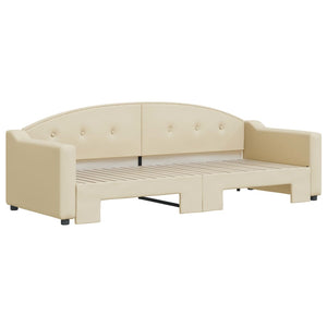Divano Letto con Letto Estraibile Crema 80x200 cm Tessuto 3197529