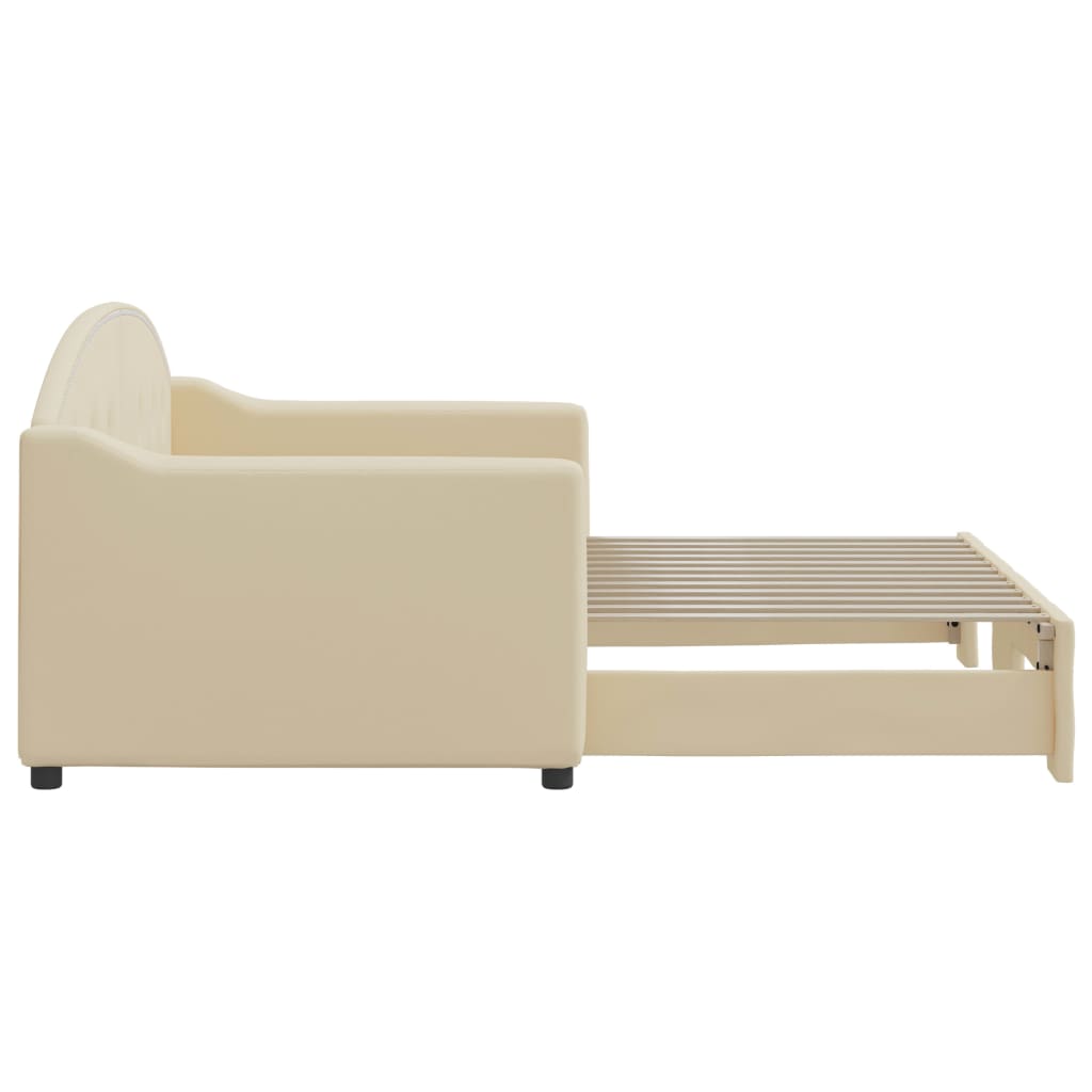 Divano Letto con Letto Estraibile Crema 80x200 cm Tessuto 3197529