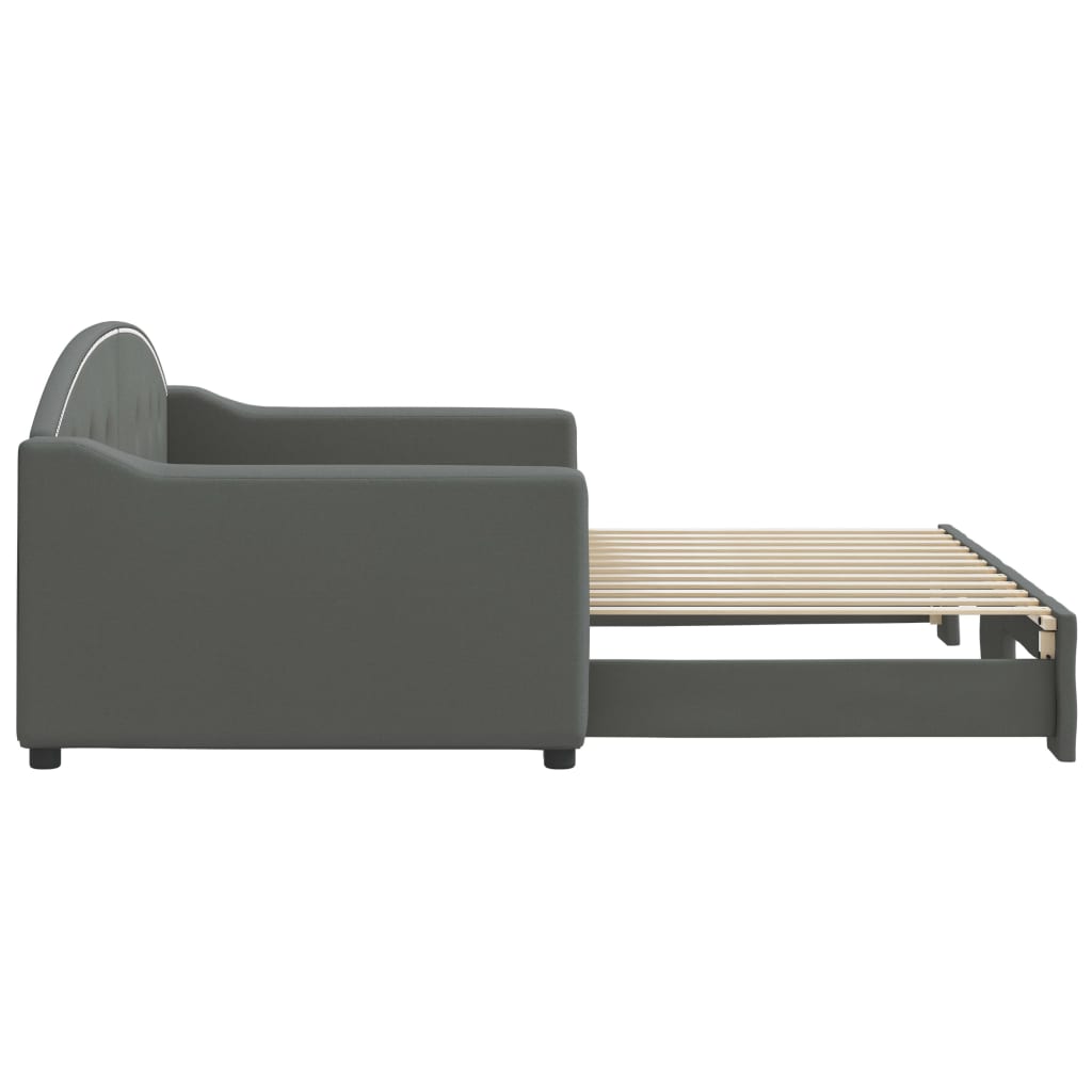 Divano Letto con Letto Estraibile Grigio Scuro 90x200cm Tessuto 3197531
