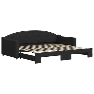 Divano Letto con Letto Estraibile-Sofa Letto-Daybed Nero 90x200 cm in Tessuto 124632