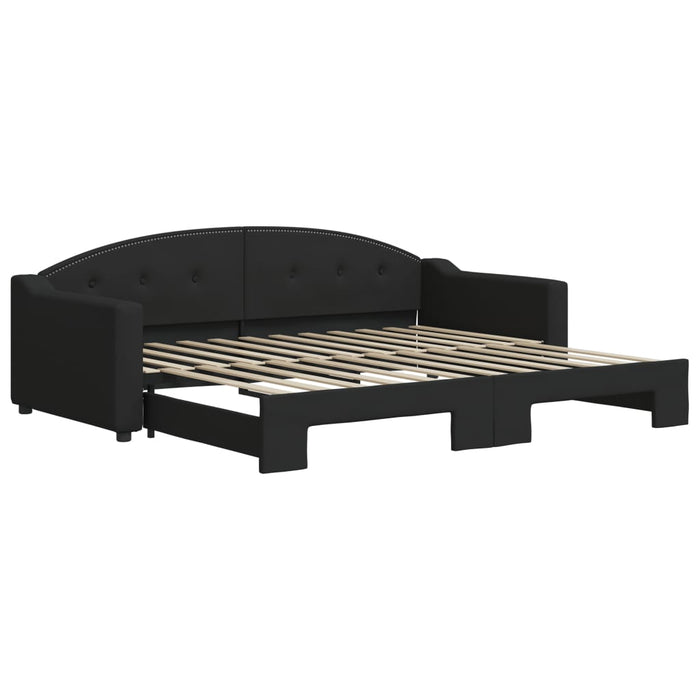 Divano Letto con Letto Estraibile-Sofa Letto-Daybed Nero 90x200 cm in Tessuto 124632