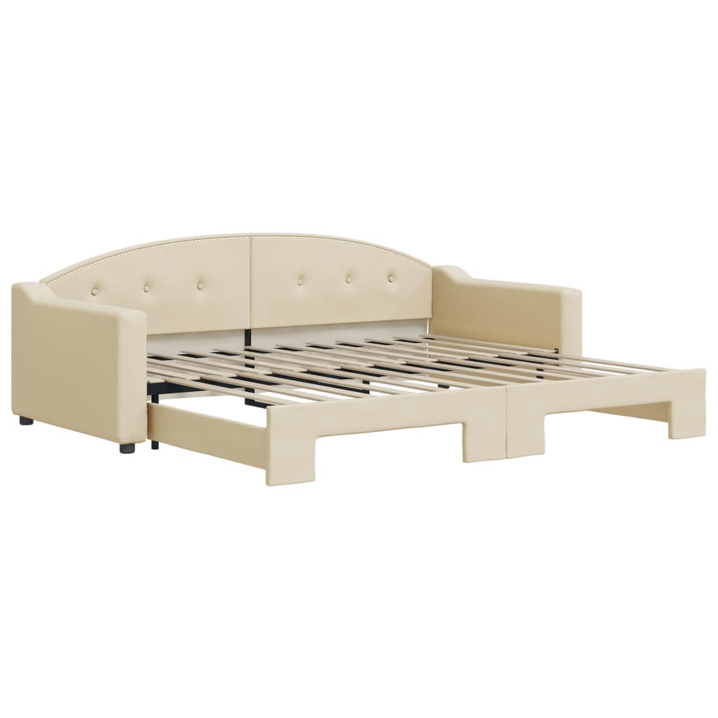 Divano Letto con Letto Estraibile Crema 90x200 cm in Tessuto 3197534
