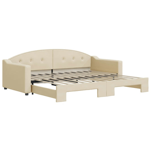 Divano Letto con Letto Estraibile-Sofa Letto-Daybed Crema 90x200 cm in Tessuto 379847