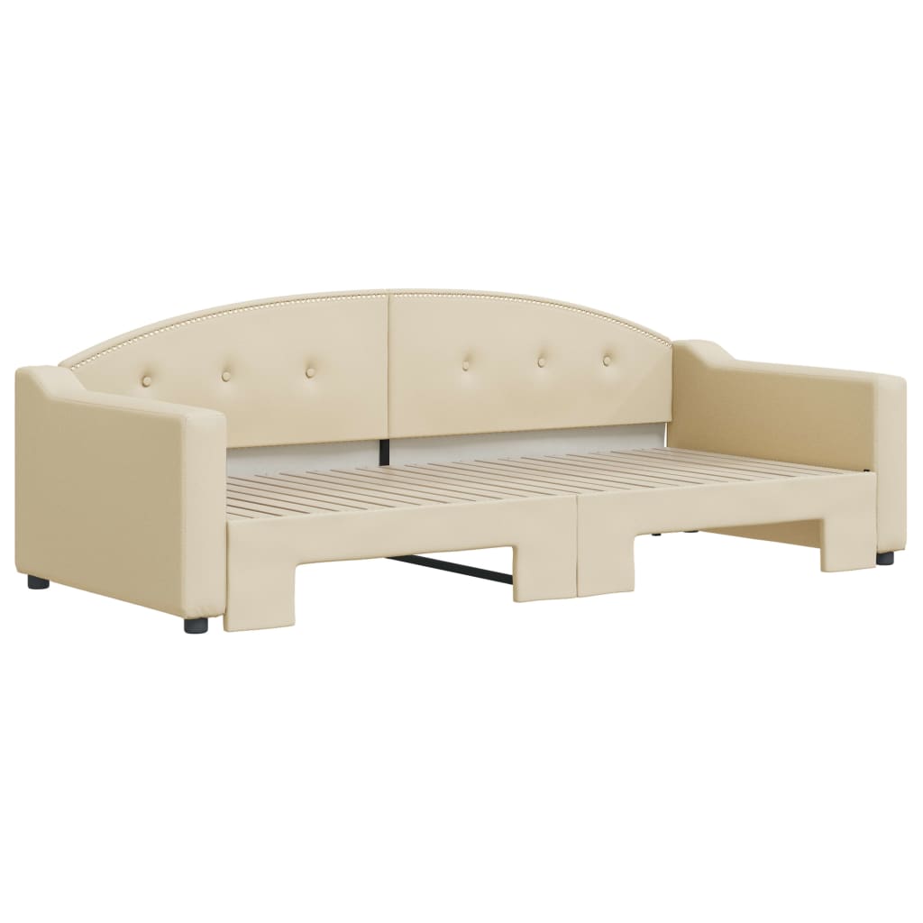 Divano Letto con Letto Estraibile Crema 90x200 cm in Tessuto 3197534