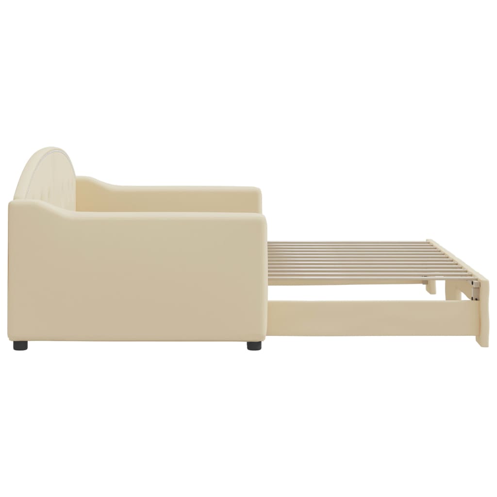 Divano Letto con Letto Estraibile Crema 90x200 cm in Tessuto 3197534