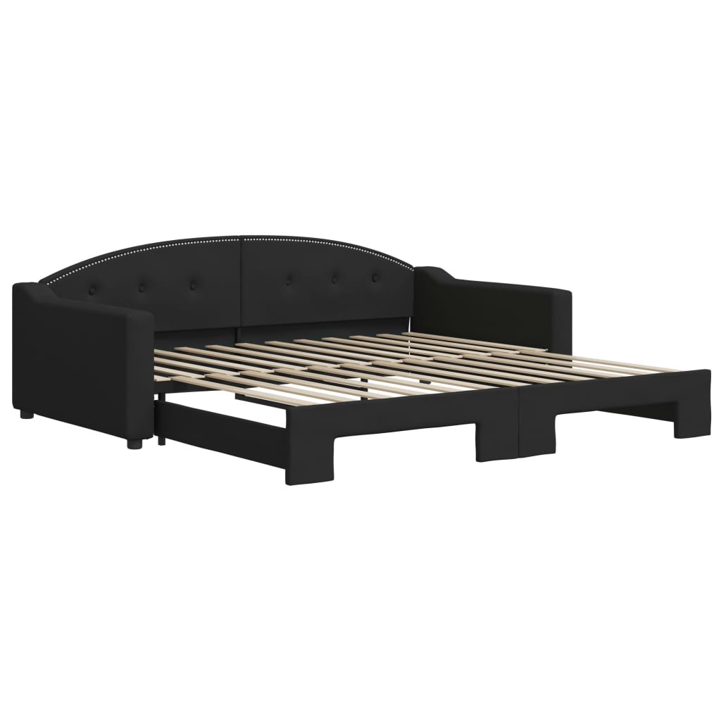 Divano Letto con Letto Estraibile-Sofa Letto-Daybed Nero 100x200 cm in Tessuto 182786