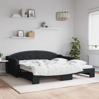 Divano Letto con Letto Estraibile-Sofa Letto-Daybed Nero 100x200 cm in Tessuto 182786