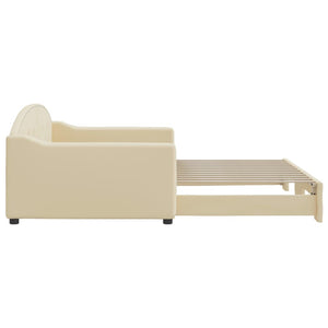 Divano Letto con Letto Estraibile Crema 100x200 cm in Tessuto 3197539