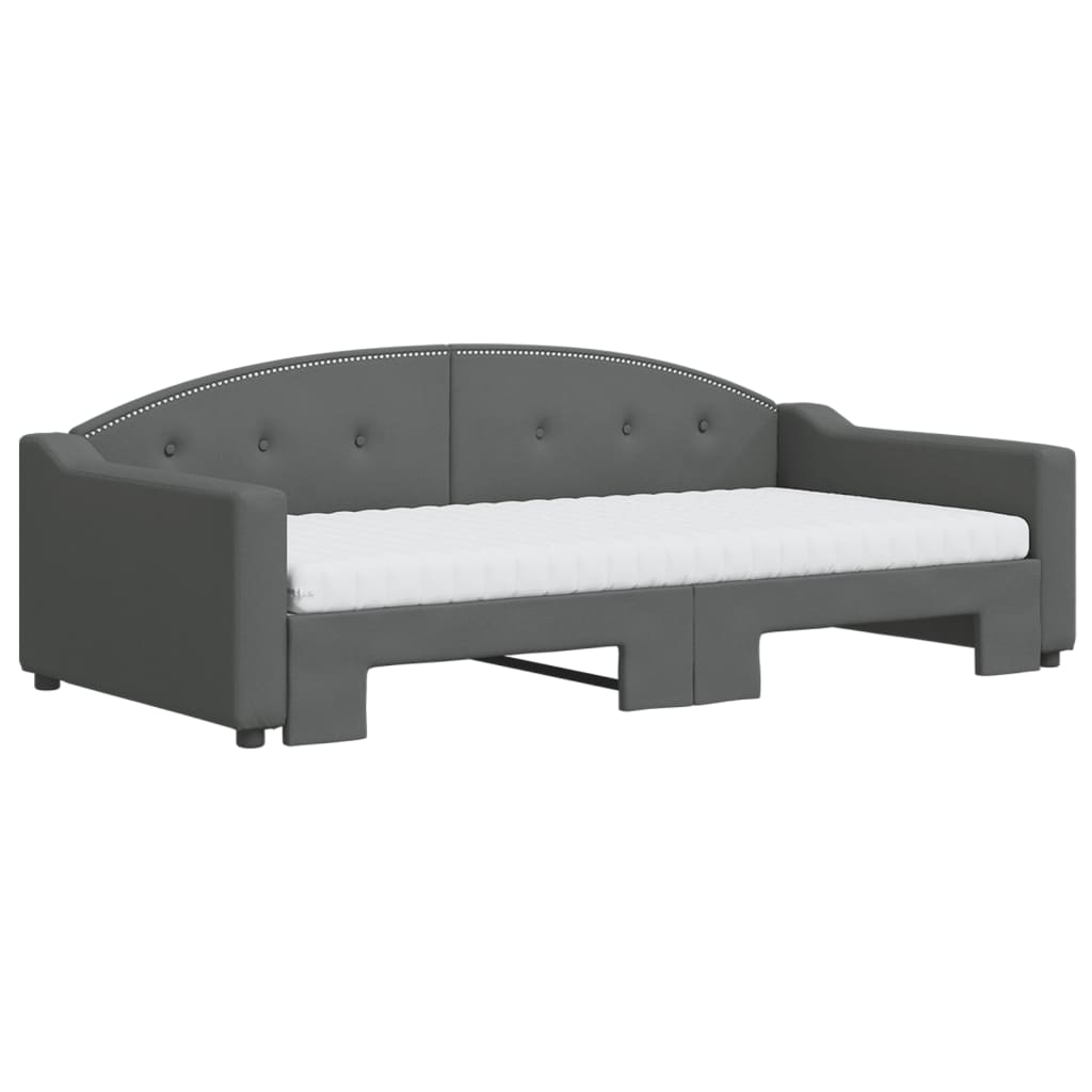 Divano Letto Estraibile Materassi Grigio Scuro 100x200 Tessuto 3197554