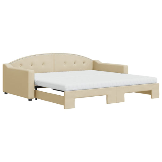 Divano Letto Estraibile con Materassi Crema 100x200 cm Tessutocod mxl 82702
