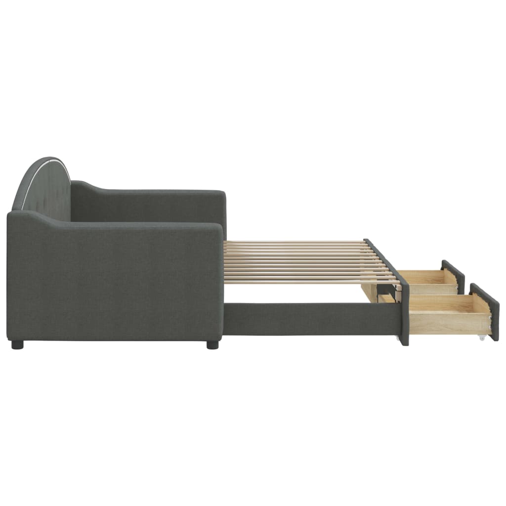 Divano Letto Estraibile Cassetti Grigio Scuro 80x200cm Tessuto 3197562