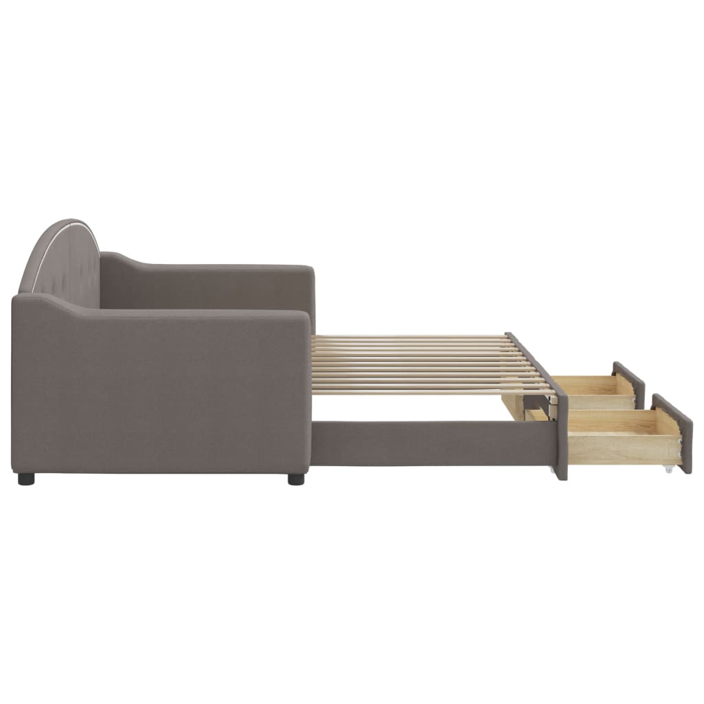 Divano Letto Estraibile con Cassetti Tortora 80x200 cm Tessuto 3197564