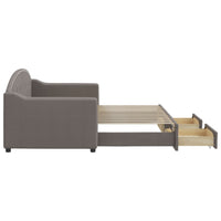 Divano Letto Estraibile con Cassetti Tortora 80x200 cm Tessuto