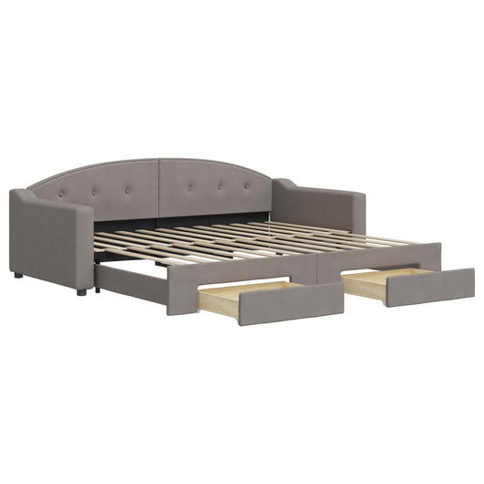 vidaXL Divano Letto Estraibile con Cassetti Tortora 90x200 cm Tessuto