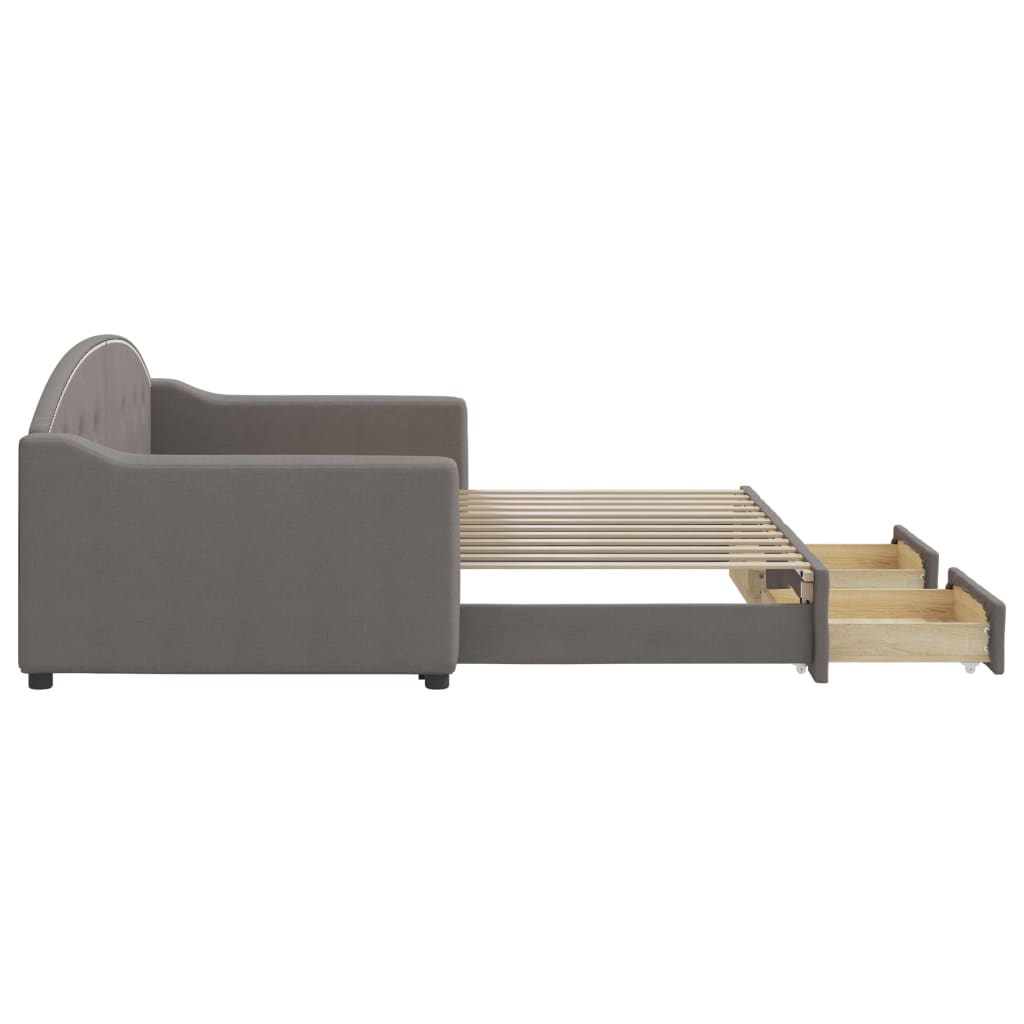 Divano Letto Estraibile con Cassetti Tortora 90x200 cm Tessuto 3197569