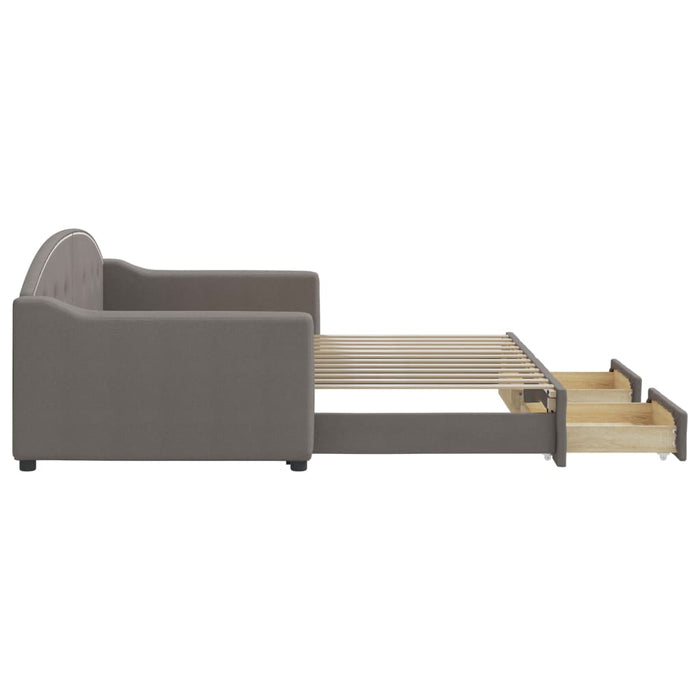 Divano Letto Estraibile con Cassetti Tortora 90x200 cm Tessuto 3197569