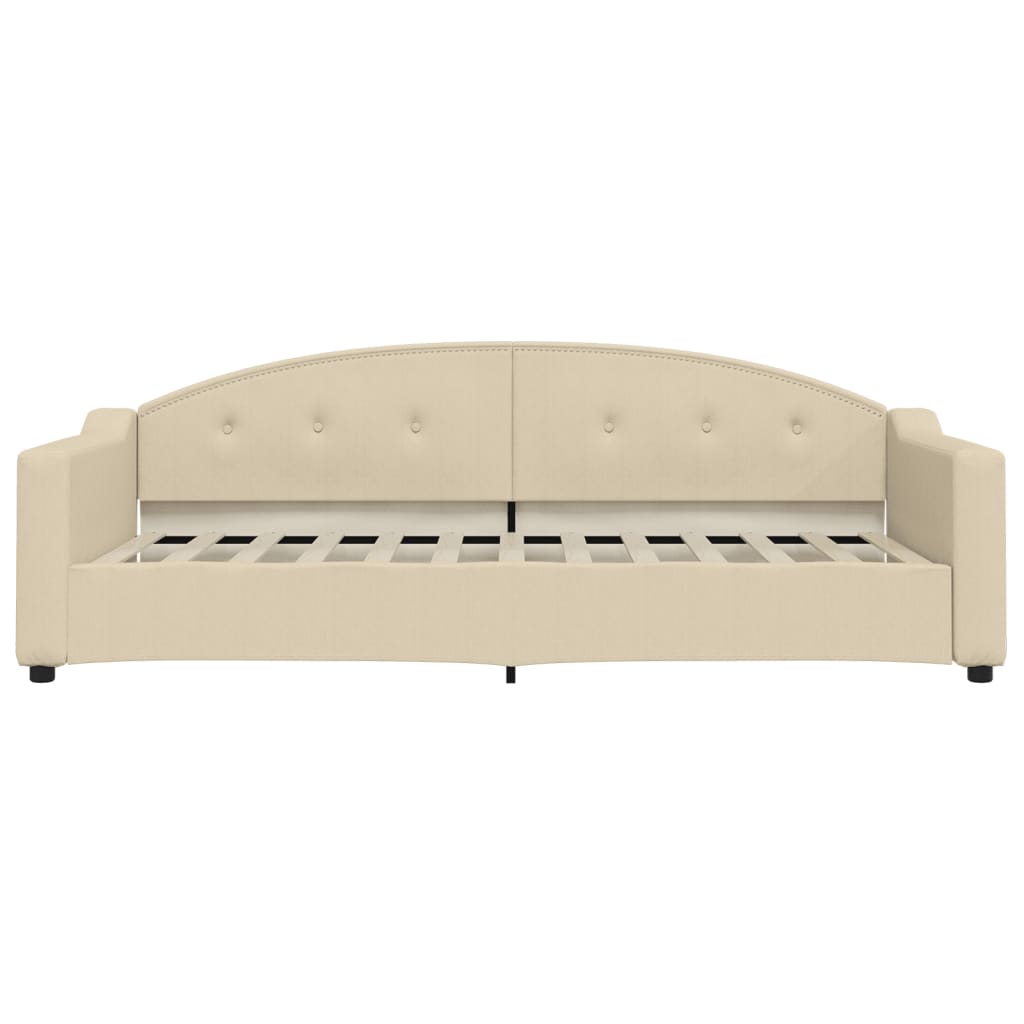 Divano Letto Estraibile con Cassetti Crema 90x200 cm in Tessuto