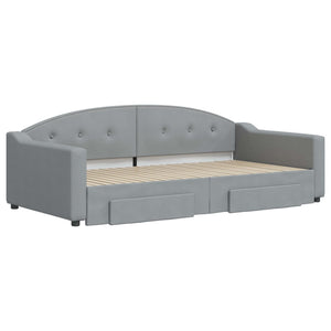 Divano Letto Estraibile Cassetti Grigio Chiaro 100x200 Tessuto