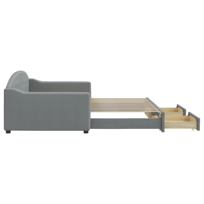 Divano Letto Estraibile Cassetti Grigio Chiaro 100x200 Tessuto 3197571