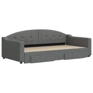 Divano Letto Estraibile Cassetti Grigio Scuro 100x200cm Tessuto 3197572