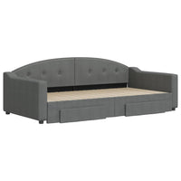 Divano Letto Estraibile Cassetti Grigio Scuro 100x200cm Tessuto