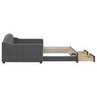 Divano Letto Estraibile Cassetti Grigio Scuro 100x200cm Tessuto