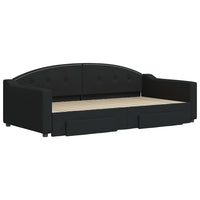 Divano Letto Estraibile con Cassetti Nero 100x200 cm in Tessuto 3197573