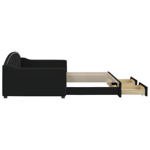 Divano Letto Estraibile con Cassetti Nero 100x200 cm in Tessuto 3197573