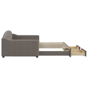 Divano Letto Estraibile con Cassetti Tortora 100x200 cm Tessuto 3197574