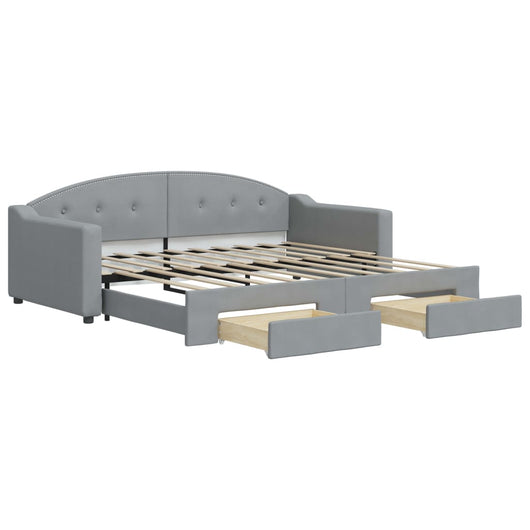 Divano Letto Estraibile Cassetti-Sofa Letto-Daybed Grigio Chiaro 90x190cm Tessuto 829802