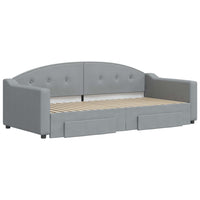Divano Letto Estraibile Cassetti-Sofa Letto-Daybed Grigio Chiaro 90x190cm Tessuto 829802