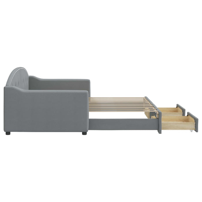 Divano Letto Estraibile Cassetti Grigio Chiaro 90x190cm Tessuto 3197576