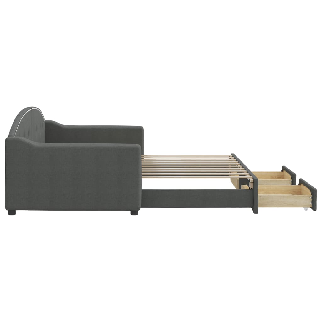 Divano Letto Estraibile Cassetti Grigio Scuro 90x190cm Tessuto 3197577