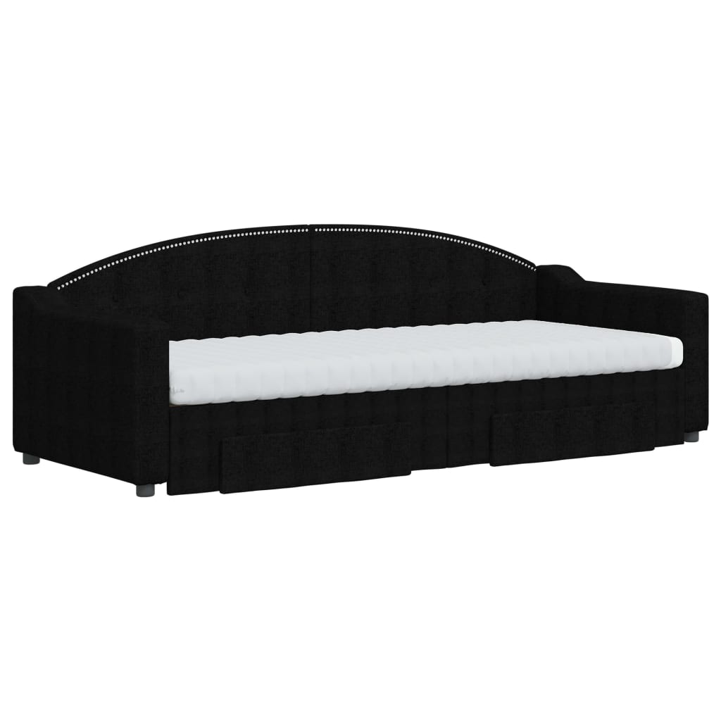 vidaXL Divano Letto Estraibile con Cassetti Nero 80x200 cm in Tessuto