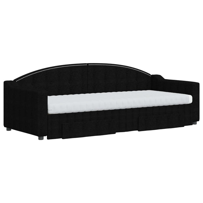 vidaXL Divano Letto Estraibile con Cassetti Nero 80x200 cm in Tessuto