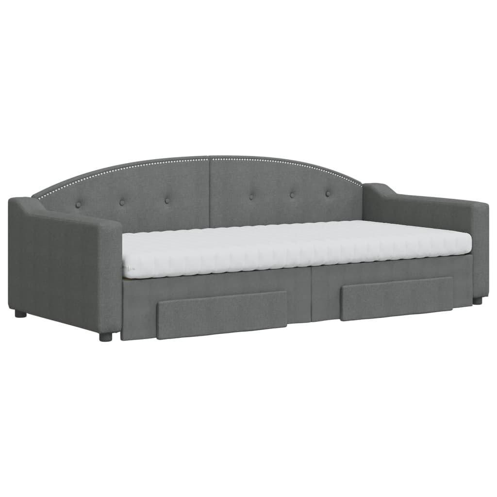 Divano Letto Estraibile Cassetti Grigio Scuro 90x200cm Tessuto 3197585