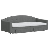 Divano Letto Estraibile Cassetti Grigio Scuro 90x200cm Tessuto 3197585