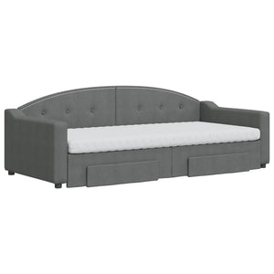 Divano Letto Estraibile Cassetti Grigio Scuro 90x200cm Tessuto