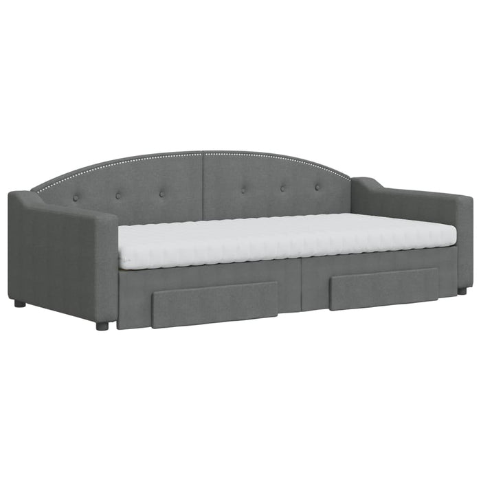 Divano Letto Estraibile Cassetti Grigio Scuro 90x200cm Tessuto