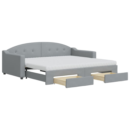 Divano Letto Estraibile Cassetti Grigio Chiaro 90x190cm Tessutocod mxl 106717