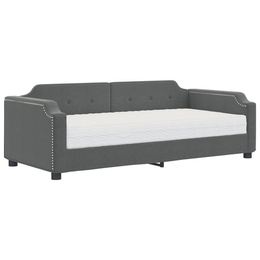 Divano Letto con Materasso-Sofa Letto-Daybed Grigio Scuro 90x200 cm in Tessuto 190679