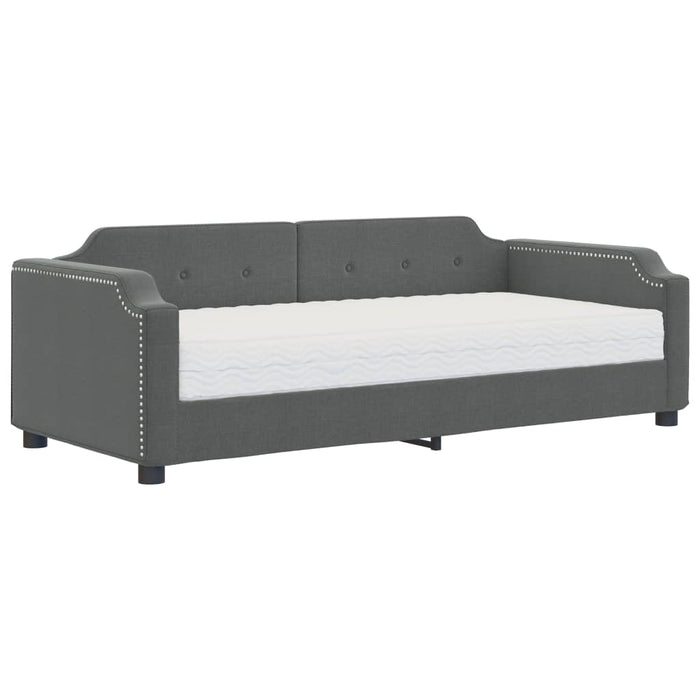 Divano Letto con Materasso-Sofa Letto-Daybed Grigio Scuro 90x200 cm in Tessuto 190679