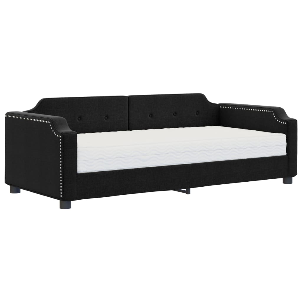 Divano Letto con Materasso-Sofa Letto-Daybed Nero 90x200 cm in Tessuto 575389