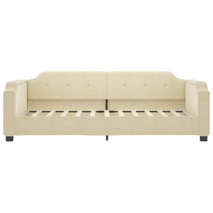 Divano Letto con Materasso Crema 90x200 cm in Tessuto