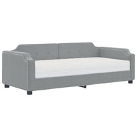 Divano Letto con Materasso Grigio Chiaro 100x200 cm in Tessuto