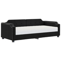 Divano Letto con Materasso Nero 100x200 cm in Tessuto