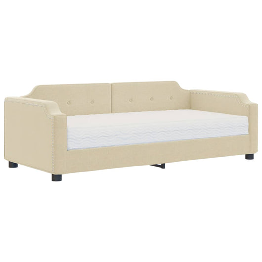 Divano Letto con Materasso-Sofa Letto-Daybed Crema 100x200 cm in Tessuto 676738